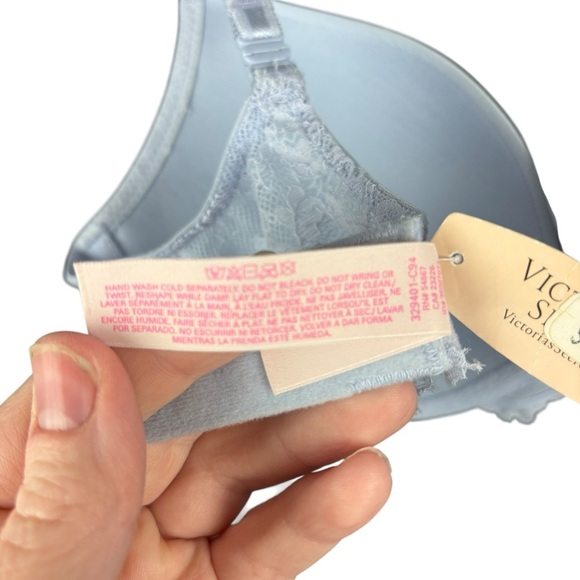 NWTVictoria's Secret Dream Angels soft gray Lace Rinestones Lined Demi Bra 34C - Picture 8 of 9